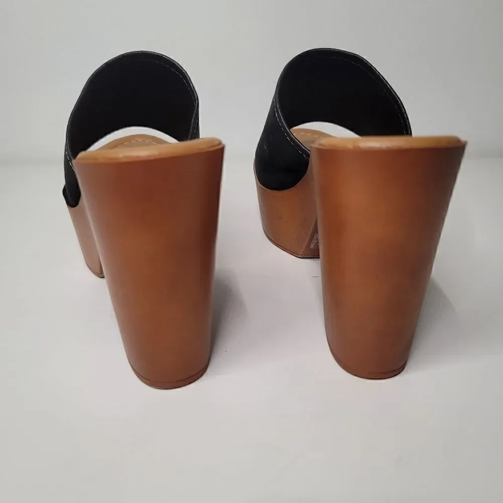 Bamboo black platform sandal